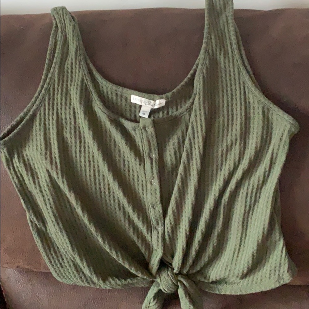 Express WaffleKnit Tie Top